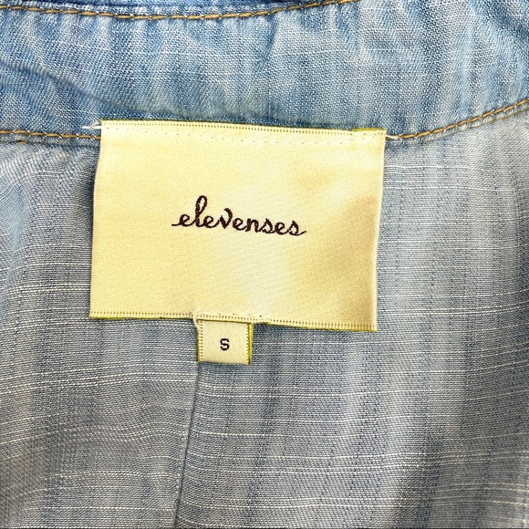 Anthro Elevenses Chambray Split Back Button Down - Picture 5 of 10